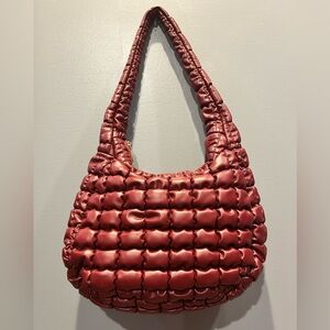 Elegant Red Quilted Shoulder Bag